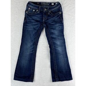 Miss Me Girls Dark Wash Bootcut Embellished Rhinestone Jeans Size 8‎
